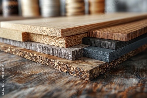 detailed material comparison guide highresolution closeup of melamine faced fiberboard vs hmr chipboard surface textures edges and core materials side by side photo