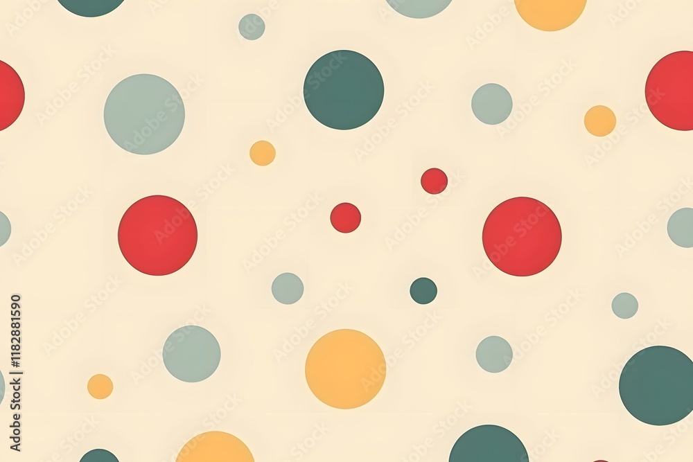 Scattered Circles Pattern: Red, Teal, Grey, and Gold on Off-White Scattered Circles Pattern: Red, Teal, Grey, and Gold on Off-White