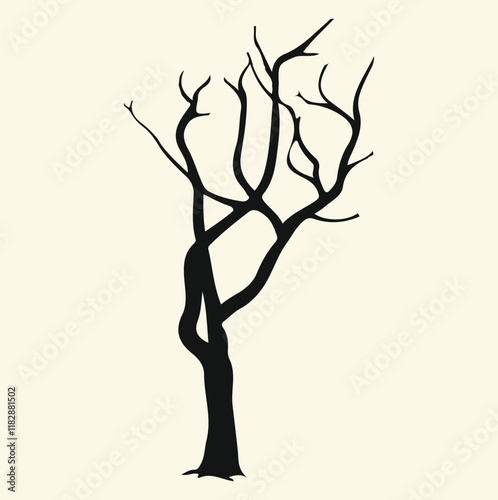 Dry tree silhouette vector illustration, dead tree