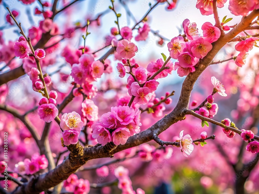 Blooming Japanese Plum Tree Springtime Elegance Blooming Japanese Plum Tree Springtime Elegance