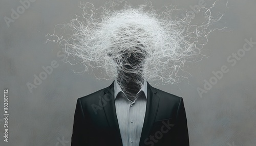 Businessman Mental Confusion Abstract Cloud Headlight Shadows