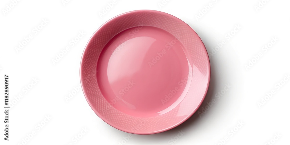 Pink Round Plate, Empty Dish, Top View, Studio Photography, High-Resolution Image Pink Round Plate, Empty Dish, Top View, Studio Photography, High-Resolution Image