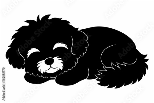  dog sleeping black silhouette vector