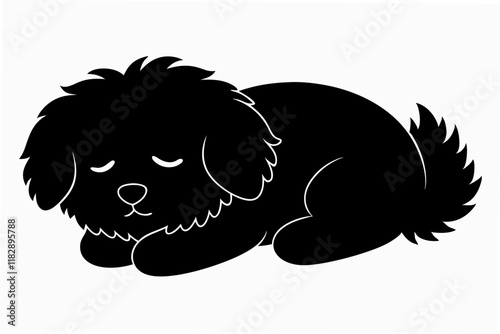  dog sleeping black silhouette vector