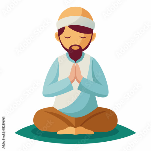 colorful illustration of a muslim praying person