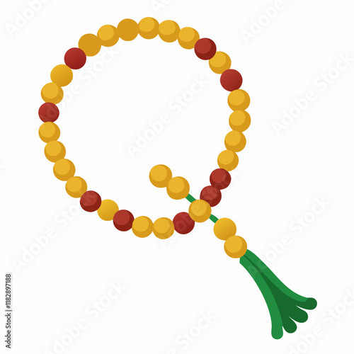 colorful illustration of a praying beads