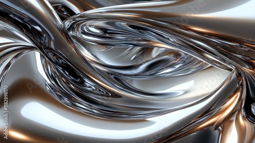 Abstract Liquid Metal Swirls: A Chrome Symphony of Form and Light photo