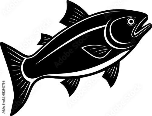 Black Silhouette of a fish - Vector Illustration