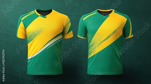 Green and Yellow Sport Jersey Mockup Design
