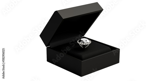 Luxury Diamond Ring in Elegant Black Box: Perfect for Engagement, Proposal, or Anniversary Marketing transparency background
