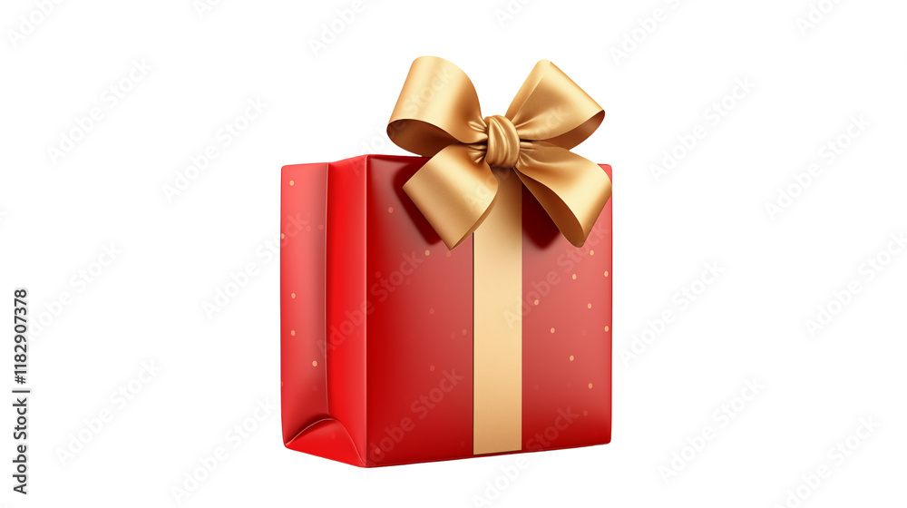 Red Gift Box with Golden Bow for Festive Occasions: Perfect for Holiday Greetings and Celebrations transparency background Red Gift Box with Golden Bow for Festive Occasions: Perfect for Holiday Greetings and Celebrations transparency background