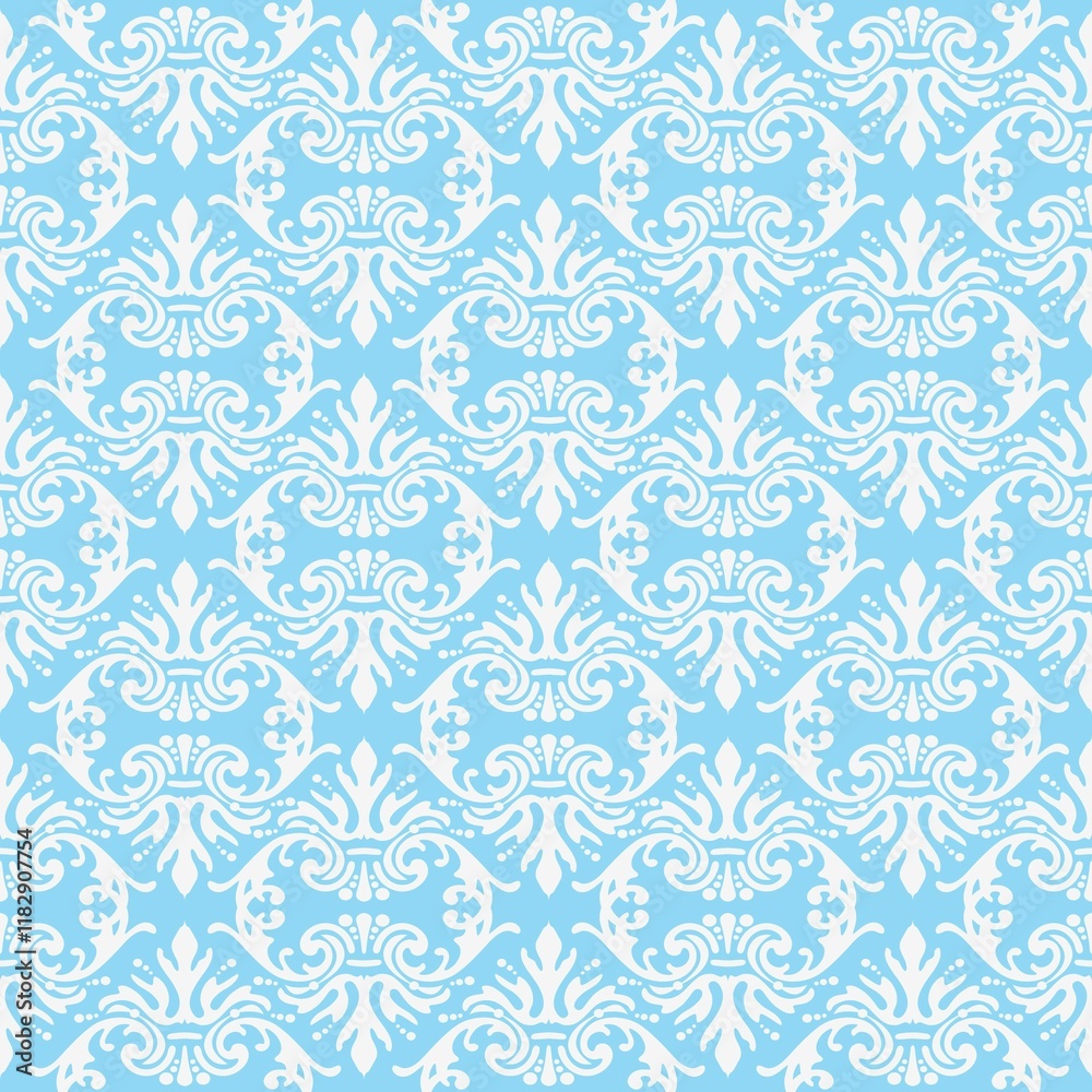 Background paper or fabric, with floral damask and baroque, seamless ornamental pattern Background paper or fabric, with floral damask and baroque, seamless ornamental pattern
