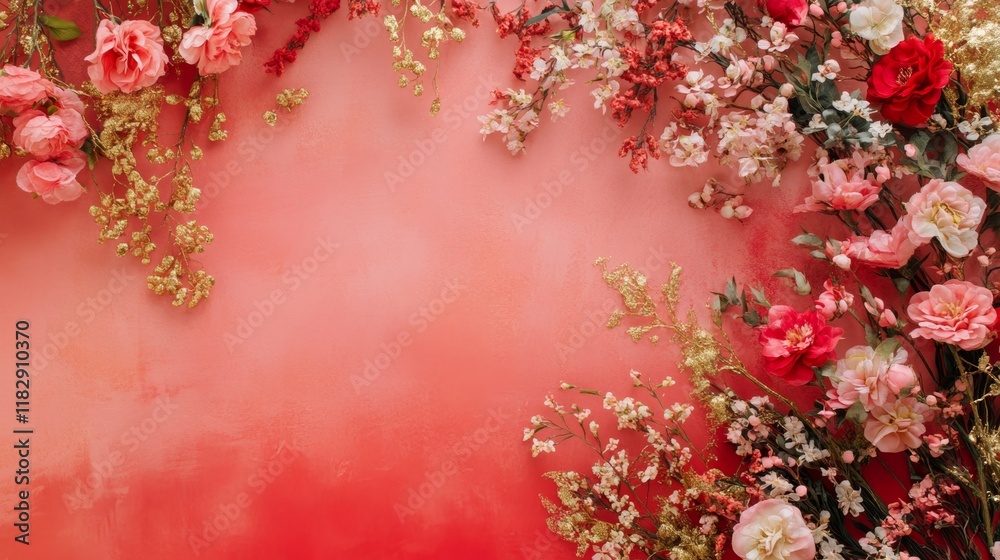 Vibrant Floral Arrangement on Soft Coral Background for Decoration Vibrant Floral Arrangement on Soft Coral Background for Decoration