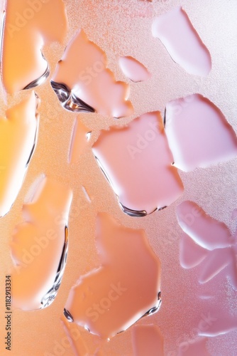 Abstract Close-Up of Colorful Liquid Droplets on a Smooth Surface photo