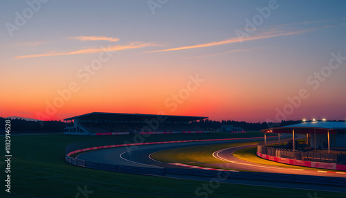 Wallpaper Mural Race track corner at sunset, flat design. isolated with white highlights Torontodigital.ca