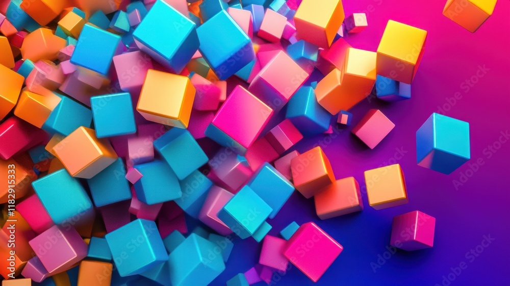 Vibrant 3D Cubes Abstract Background: A Symphony of Colors Vibrant 3D Cubes Abstract Background: A Symphony of Colors