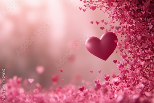 A vibrant heart-shaped object rests amidst a colorful sea of blooming flowers, radiating love and beauty in a delightful spring landscape.