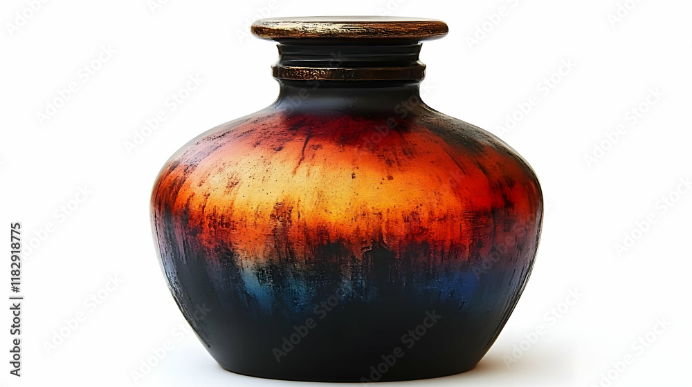 Decorative Ceramic Vase Stands Elegantly on a White Background, Showcasing Its Unique Design Decorative Ceramic Vase Stands Elegantly on a White Background, Showcasing Its Unique Design