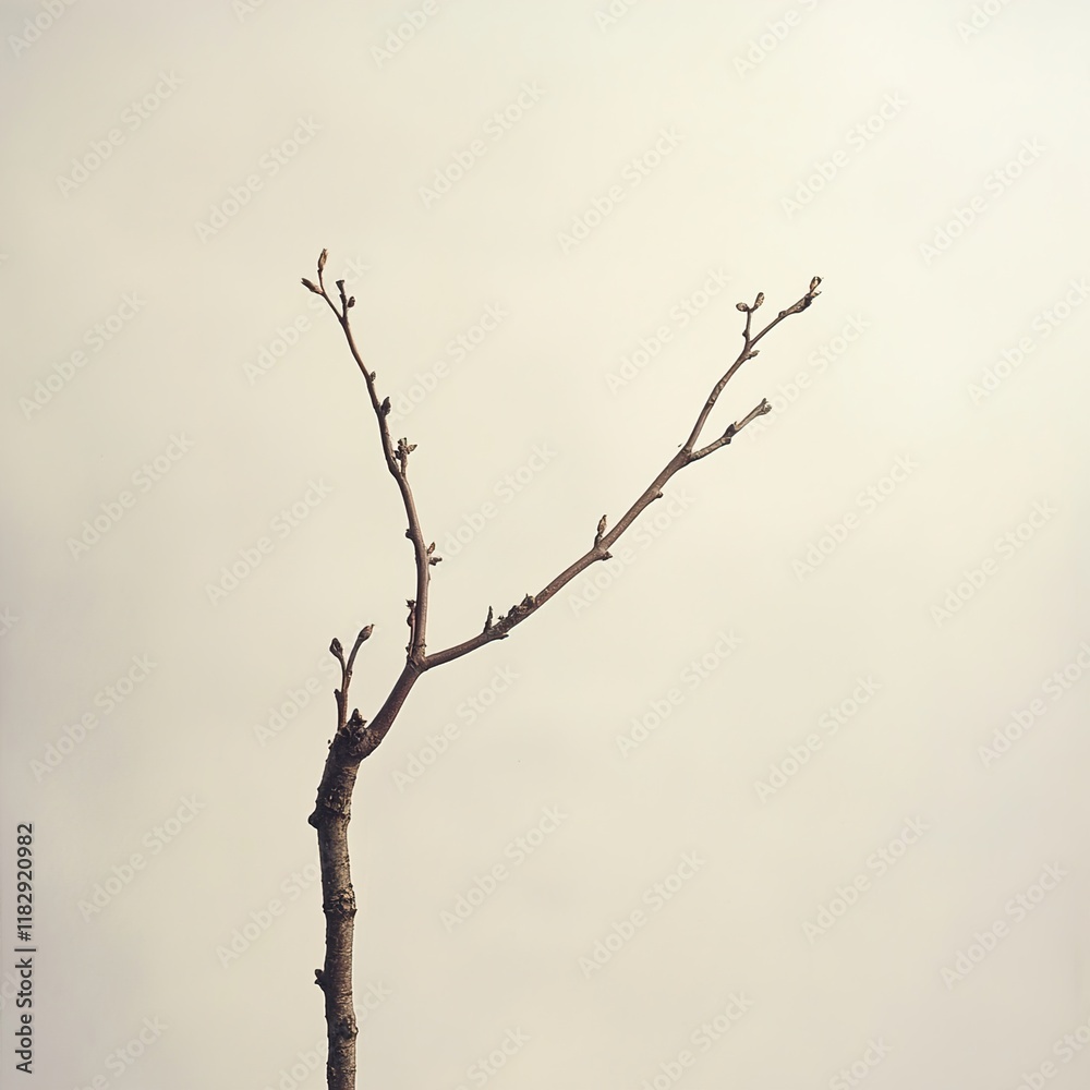 Minimalist Spring Branch: A Botanical Close-Up Minimalist Spring Branch: A Botanical Close-Up