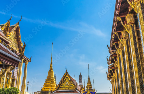 Courtyard Emerald Buddha Temple, Wat Phra Kaew, Bangkok, Thailand. Palace was home of King of Thailand from 1782 to 1925 photo