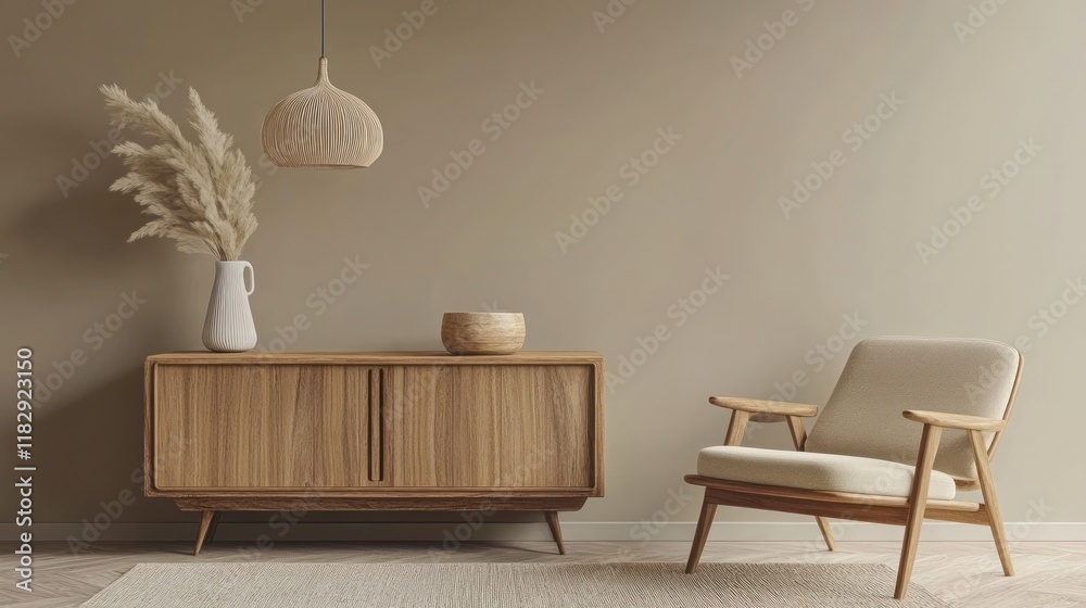 Obraz premium Serene Minimalist Living Room Interior Design
