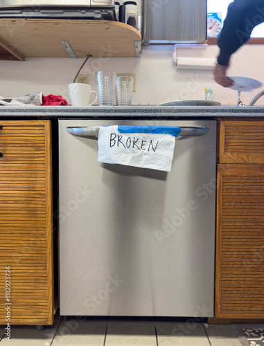 Sign  kitchen dishwasher Broken UGC photo