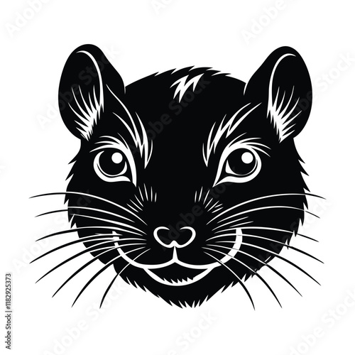 Gerbil head vector silhouette art illustration