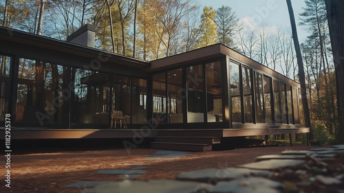 Serene Glass House in the Forest photo