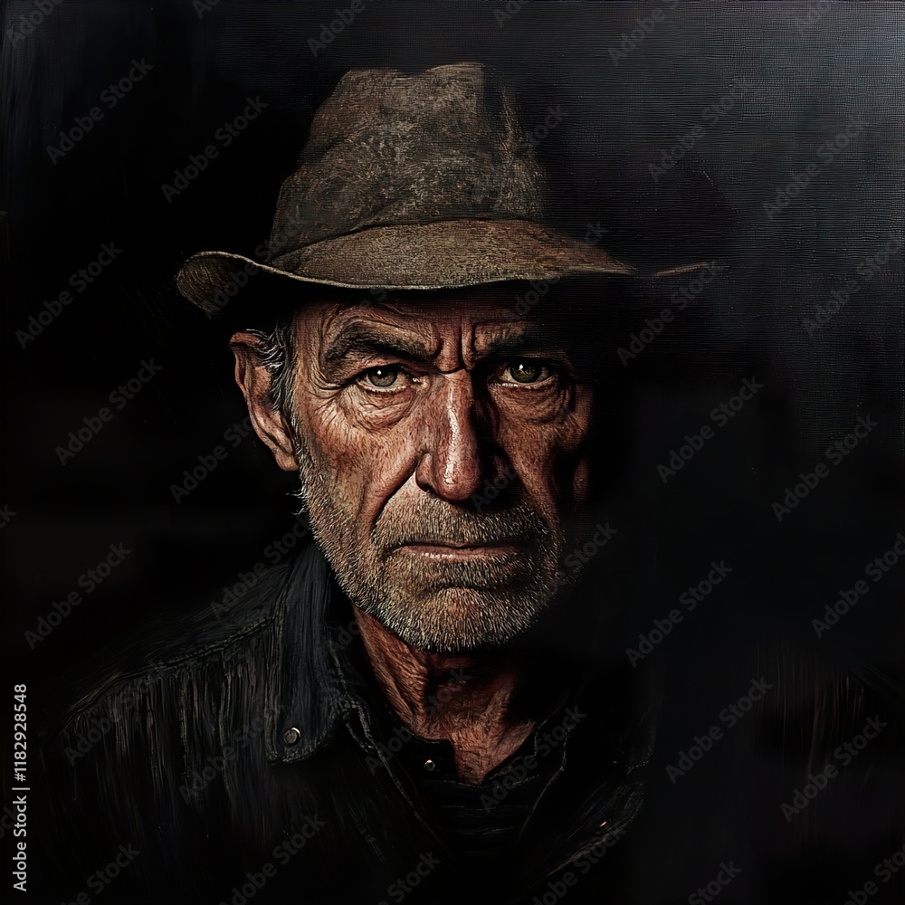 Intense Portrait of a Weathered Man Intense Portrait of a Weathered Man