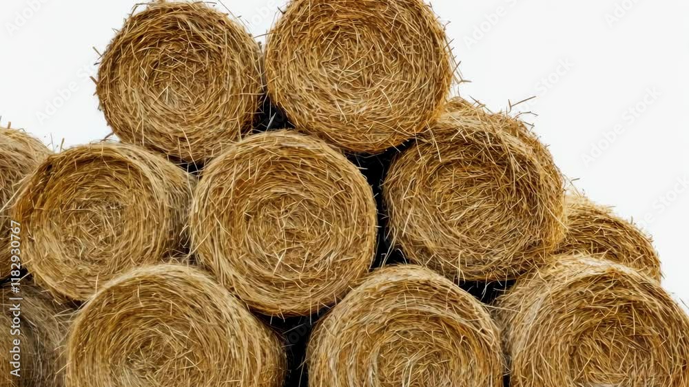Stacked hay bales in a rural setting during daylight hours showcasing agriculture and farming practices Stacked hay bales in a rural setting during daylight hours showcasing agriculture and farming practices