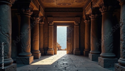 Ancient temple doors creak open to reveal secrets, temple, gates