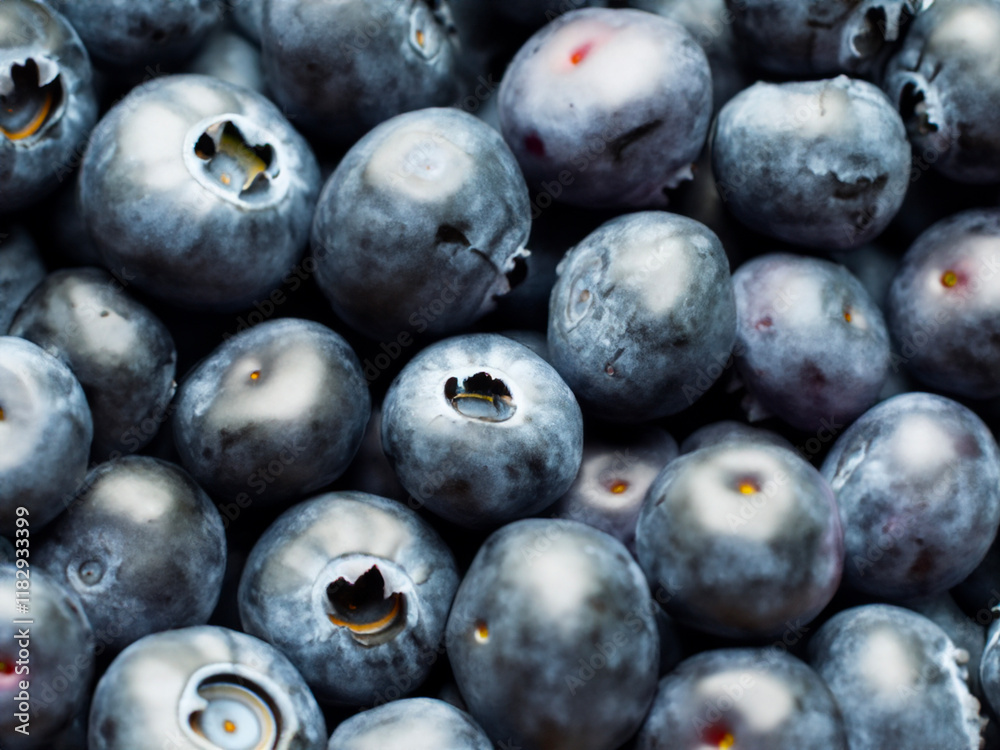 close up blueberries in macro.