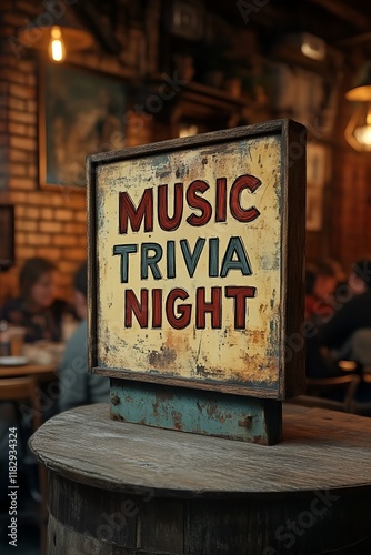 Obraz na płótnie A sign that reads “MUSIC TRIVIA NIGHT” - PUB - BAR - QUIZ - CONTEST - THEME NIGHT w salonie