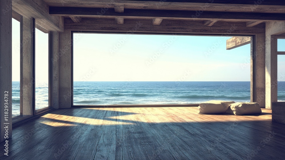 Fototapeta premium Oceanfront Living Room: Tranquil Coastal View