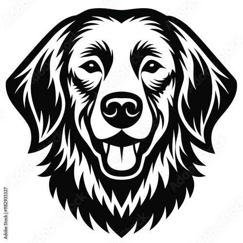 Golden retriever dog head vector silhouette art illustration