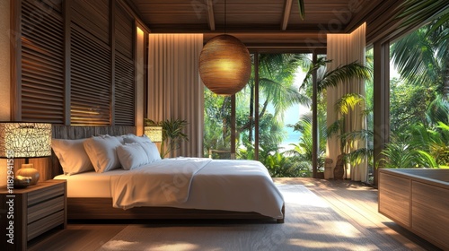Tropical Getaway: Luxurious Bedroom with Ocean View