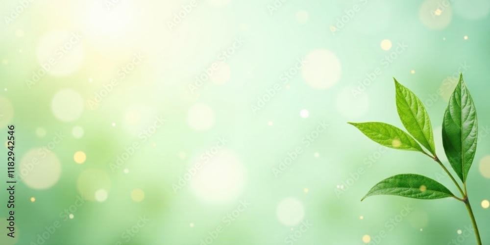 Serene Green Leaves on a Soft Bokeh Background, Perfect for Wellness or Nature Themes Serene Green Leaves on a Soft Bokeh Background, Perfect for Wellness or Nature Themes
