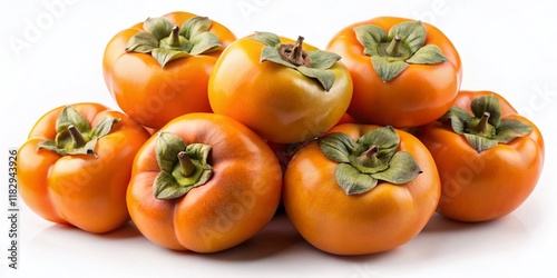 Fresh Orange Persimmons, Vintage Style Isolated on White Background - High-Resolution Stock Photo
