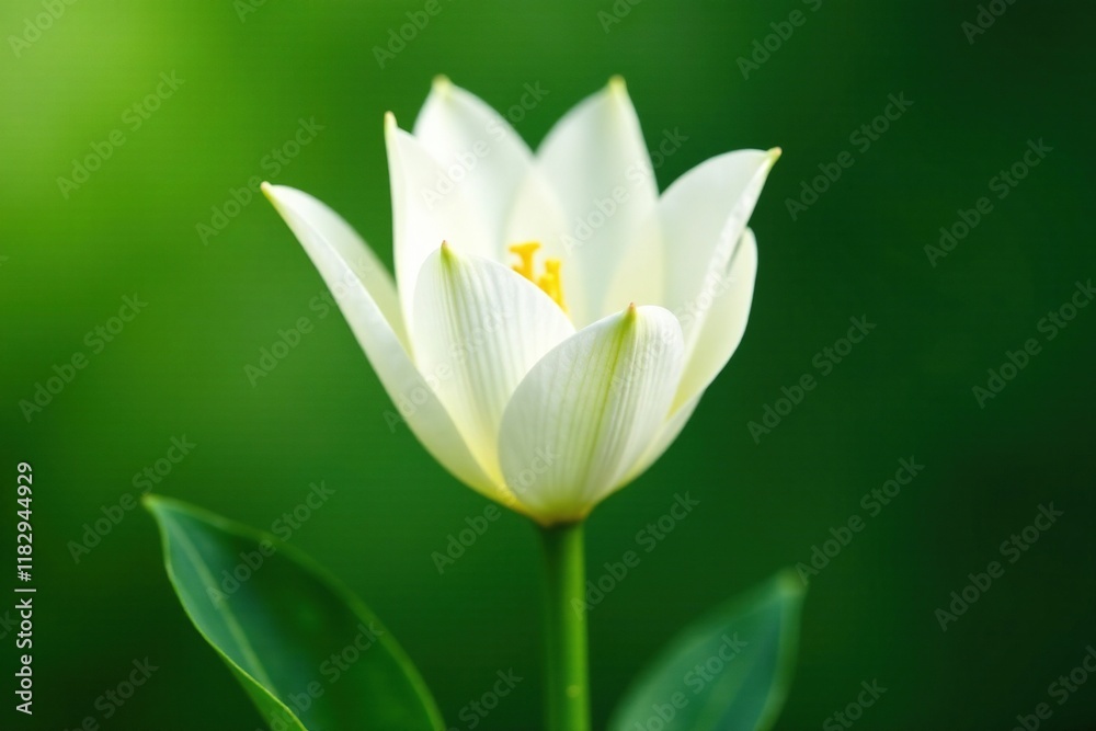 Elegant white petals unfolding from a sturdy stem, nature, botanical, greenery Elegant white petals unfolding from a sturdy stem, nature, botanical, greenery