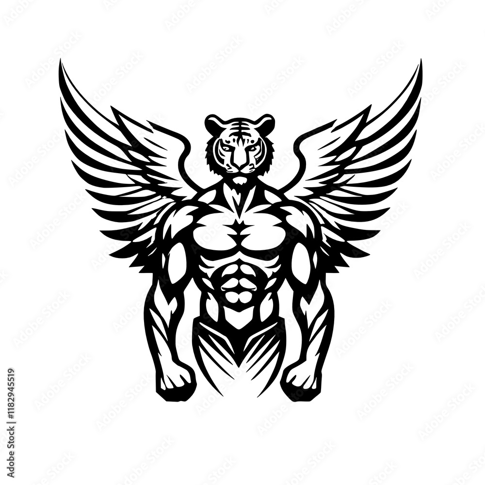 Obraz premium tiger with wing on white background