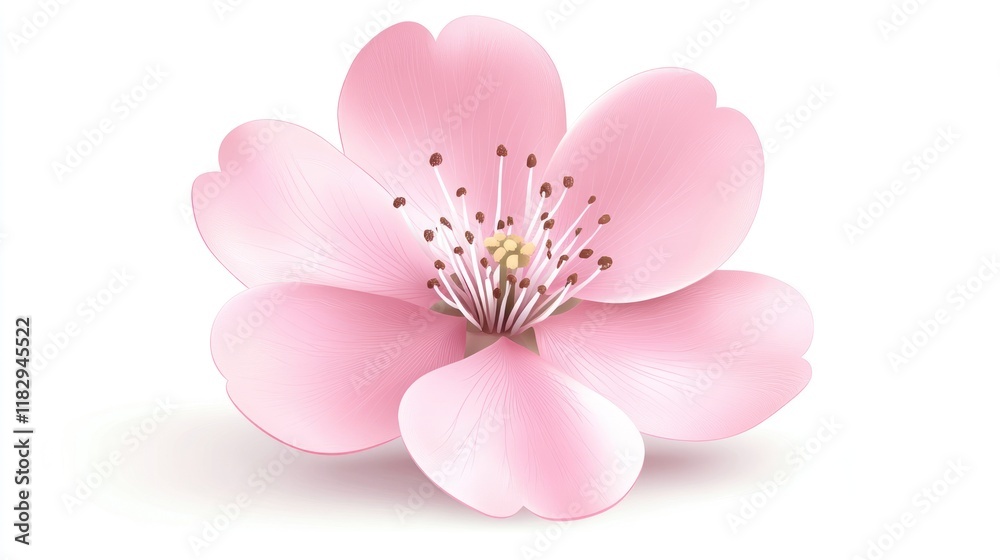 Pink flower blossom, isolated, white background, spring, design Pink flower blossom, isolated, white background, spring, design
