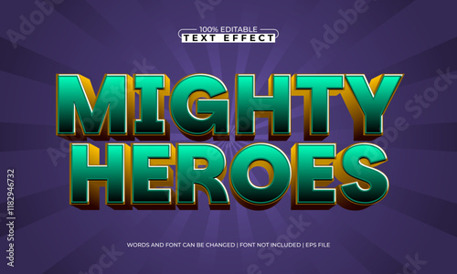 mighty heroes editable text effect with a hero and game text style