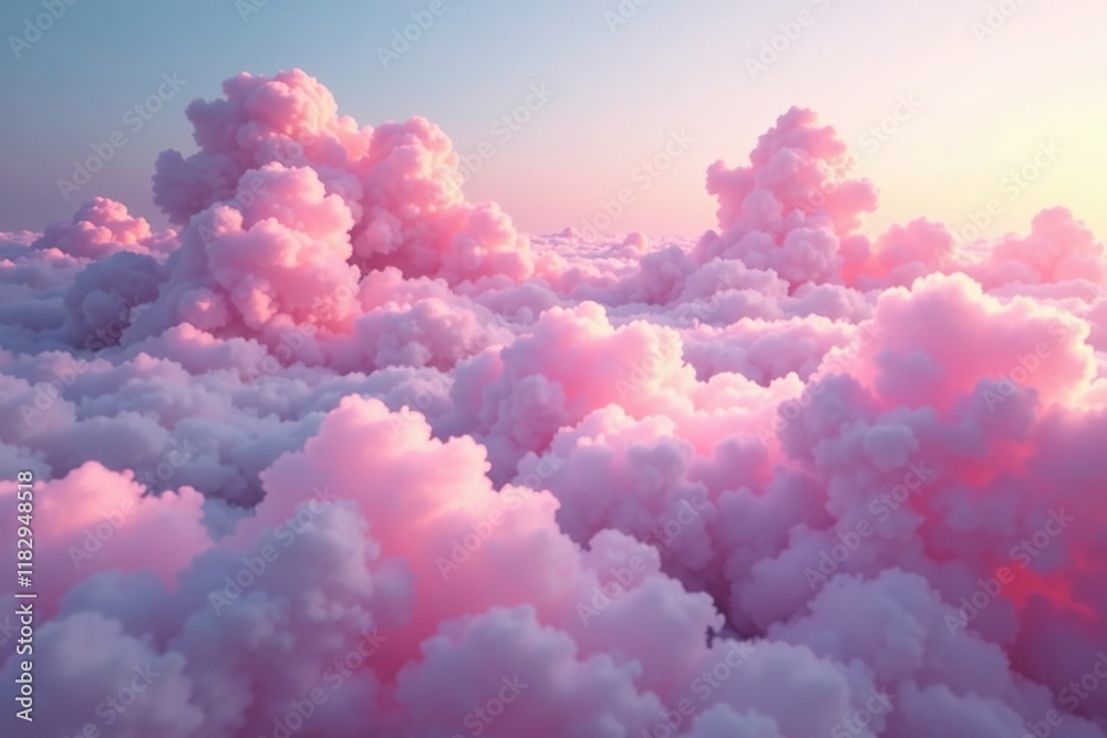 Pink cloud formations are wispy and ethereal in the foggy air, delicate, foggy Pink cloud formations are wispy and ethereal in the foggy air, delicate, foggy