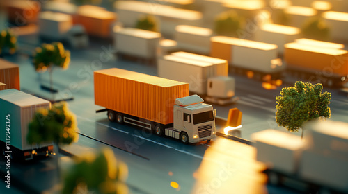 3d rendering Logistics transportation picture.
