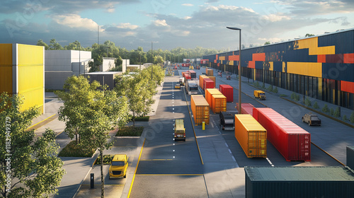 3d rendering Logistics transportation picture.