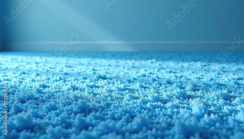 Soft blue carpet with fleecy texture and subtle sheen, soft, blue carpet