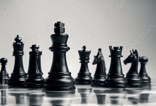 minimalistic logic pieces design purpose chess business elements classic singleness kings black set competition sport brutal intelligence check king game strategy queen play concept figure