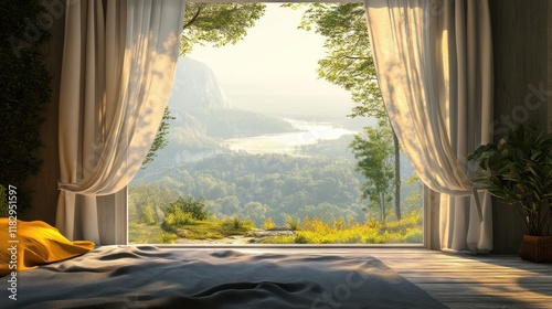 Serene Mountain View from Bedroom Window