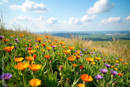 Wildflowers on the Somerset moors near Hurlstone Point, grasslands, nature, gorse