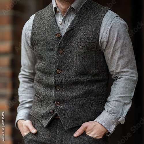 Wallpaper Mural Stylish Men's Tweed Vest: Classic and Modern Fashion Torontodigital.ca